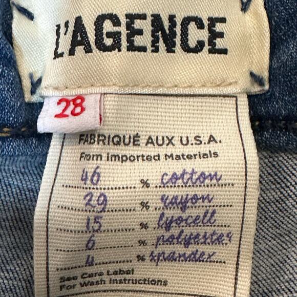 L'Agence Chantal Low Rise Skinny Medium Wash Cotton Blend Stretch Jeans 28 NWT - Picture 6 of 10